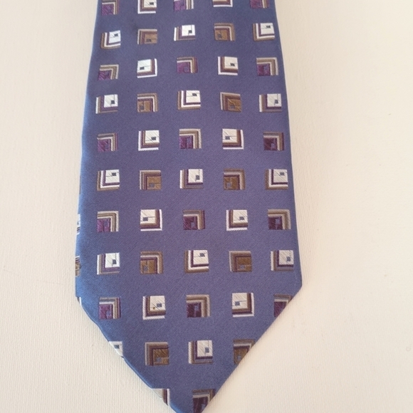 Stafford  Silk Tie Geometric Blue Purple - Picture 4 of 4